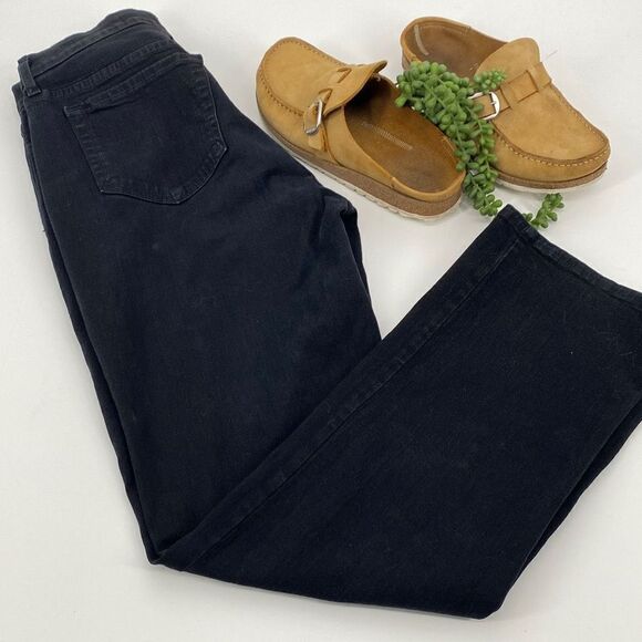 NYDJ Marilyn Straight Stretch‎ High-Rise Jeans Tummy Ab Technology Black 10P - Picture 2 of 12